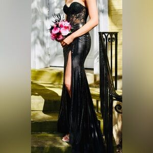 Black and Silver Ellie Wilde Prom Dress